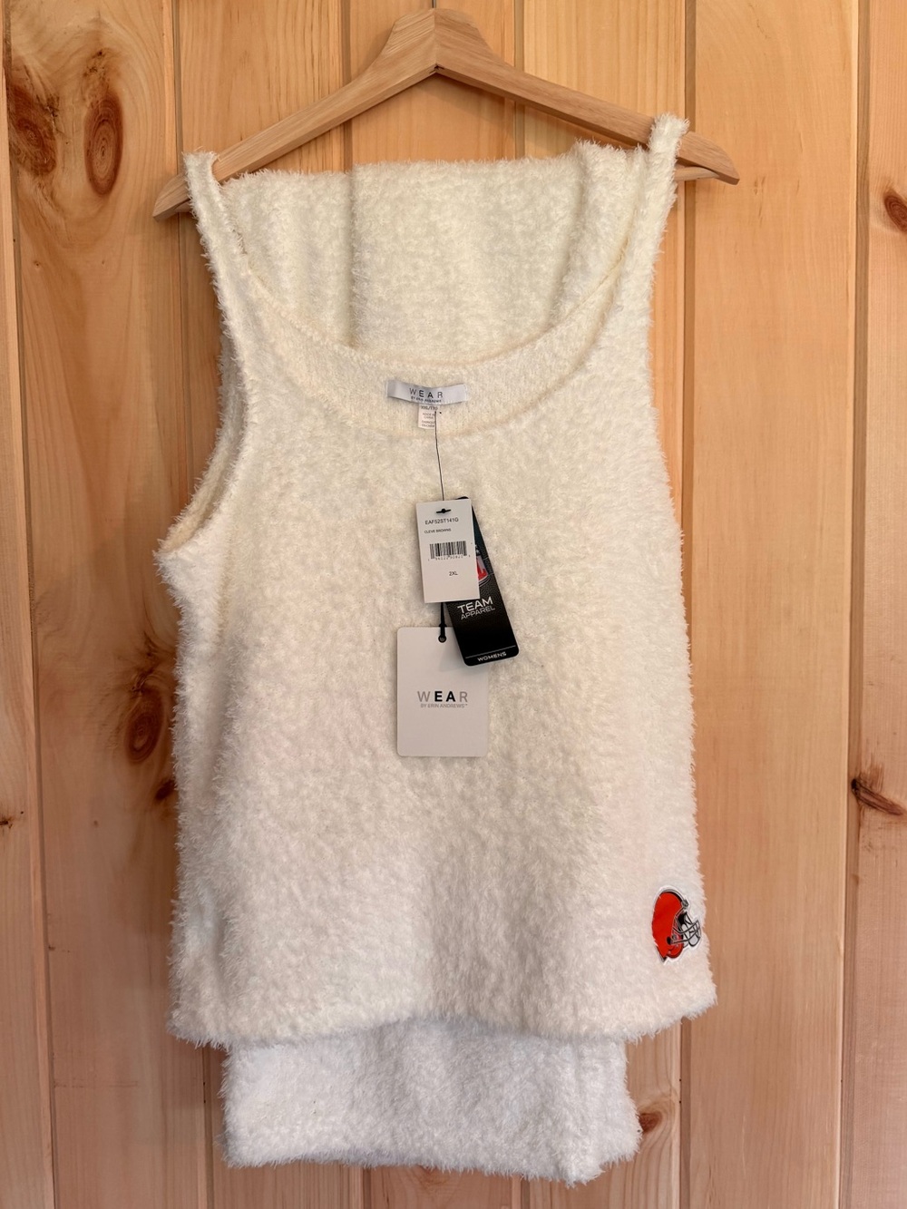 WEAR by Erin Andrews NFL Cleveland Browns Women 2X Cozy Fuzzy Lounge Set Crea